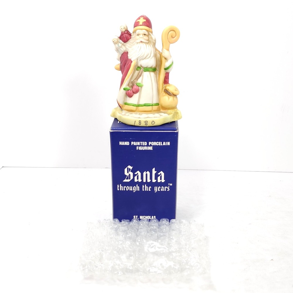 Santa Through The Years St. Nicholas 1880 Christmas Porcelain Figure 4" 1990 Vtg